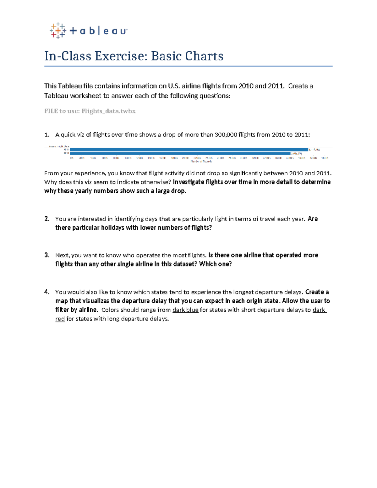 Flights data in-class exercise - In-Class Exercise: Basic Charts This ...