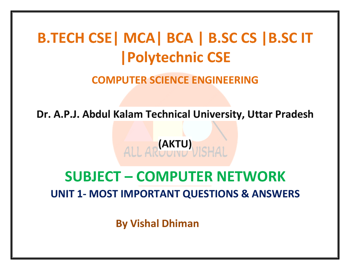 Unit 1 - Fkmf - B CSE| MCA| BCA | B CS |B IT |Polytechnic CSE COMPUTER ...