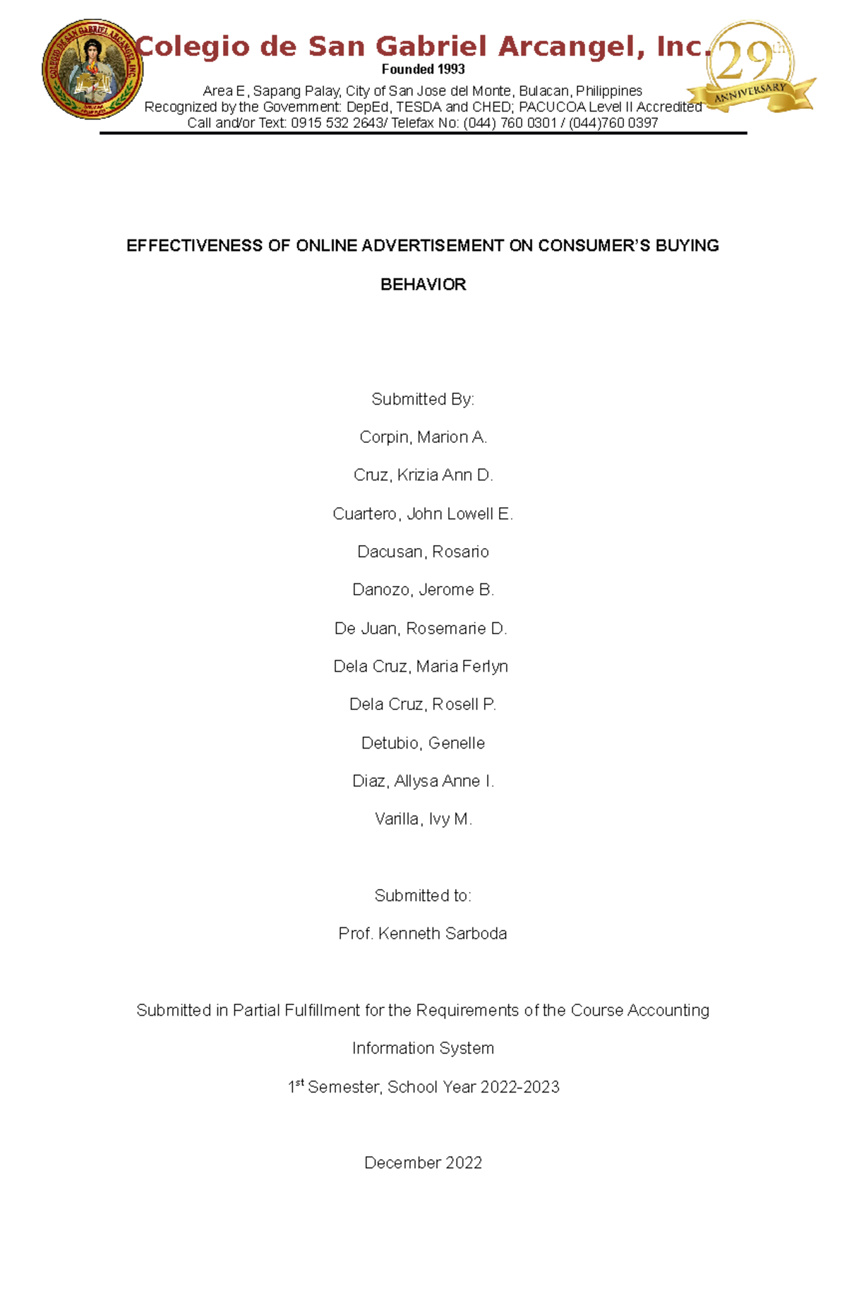 Final CASE Study Group 3 - Recognized by the Government: DepEd, TESDA ...