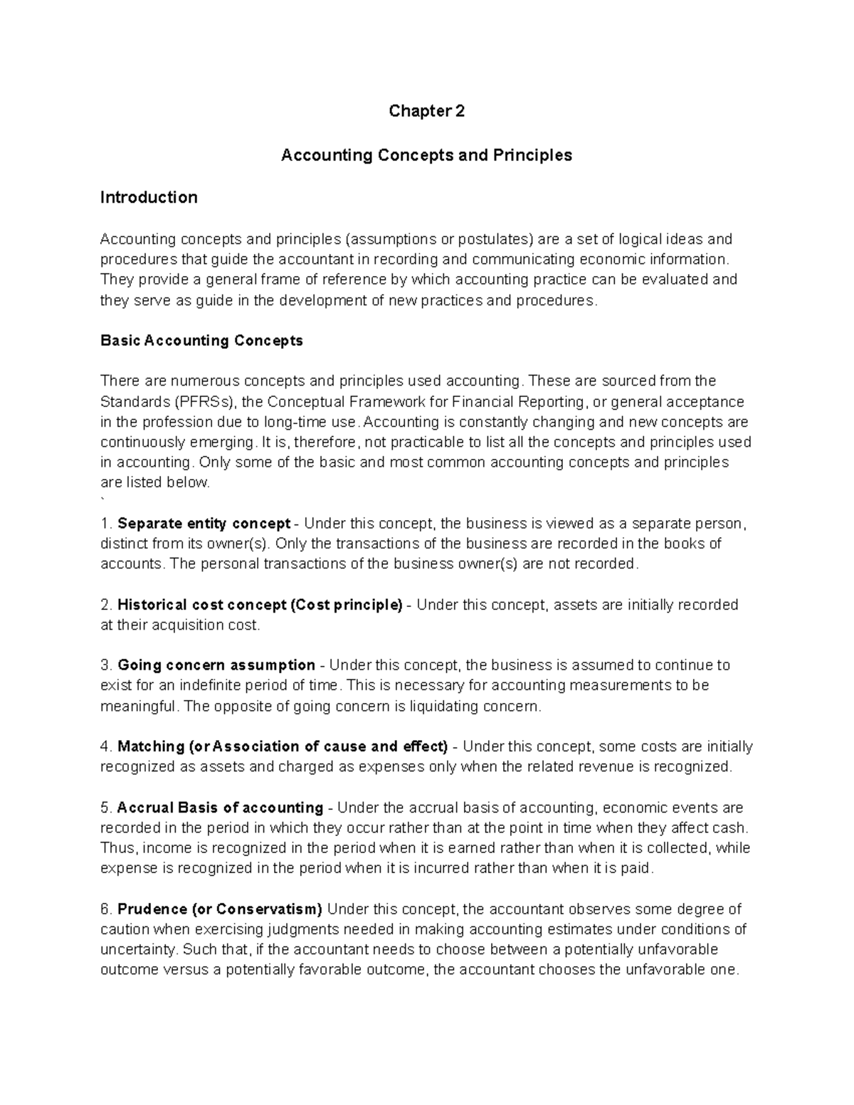 Accounting Concepts And Principles - Chapter 2 Accounting Concepts And ...