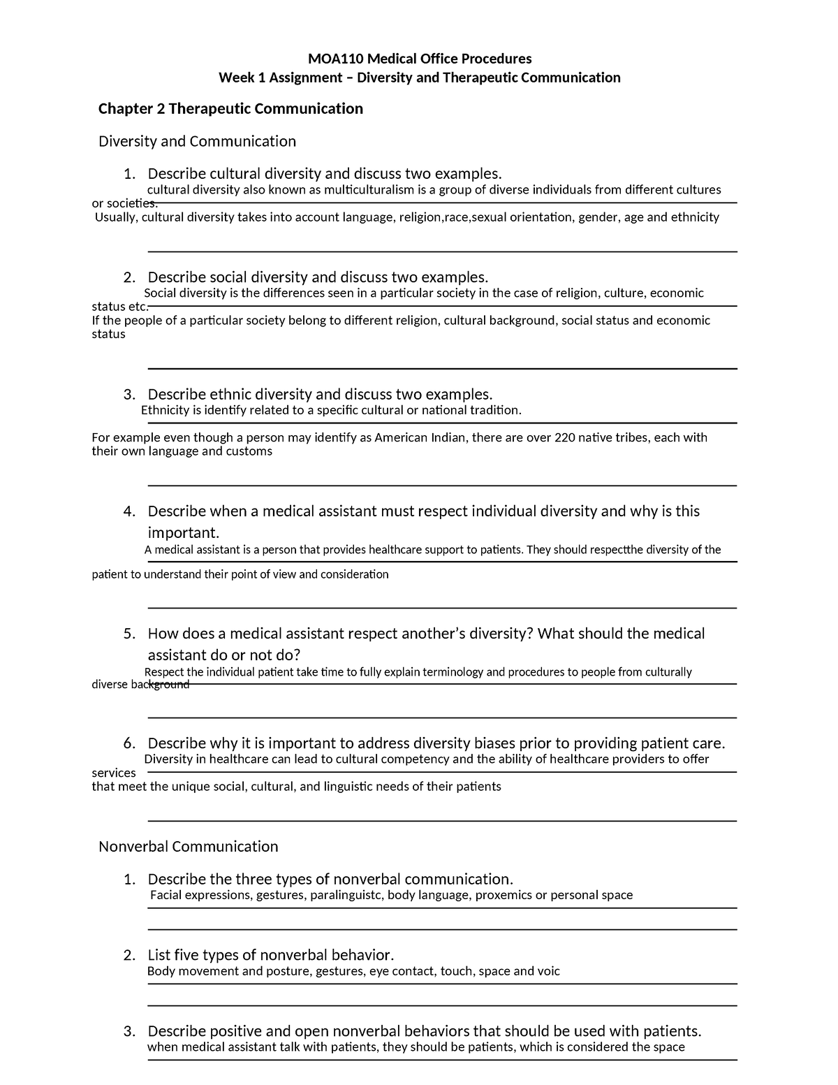 Week 1 Assignment Worksheet Molen - Week 1 Assignment – Diversity And ...