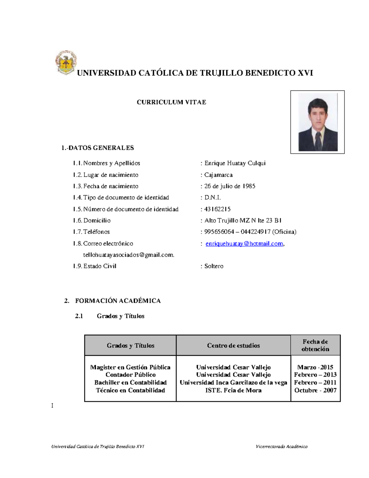 CV-Enrique-Huatay - Siempre - CURRICULUM VITAE 1.-DATOS GENERALES ...