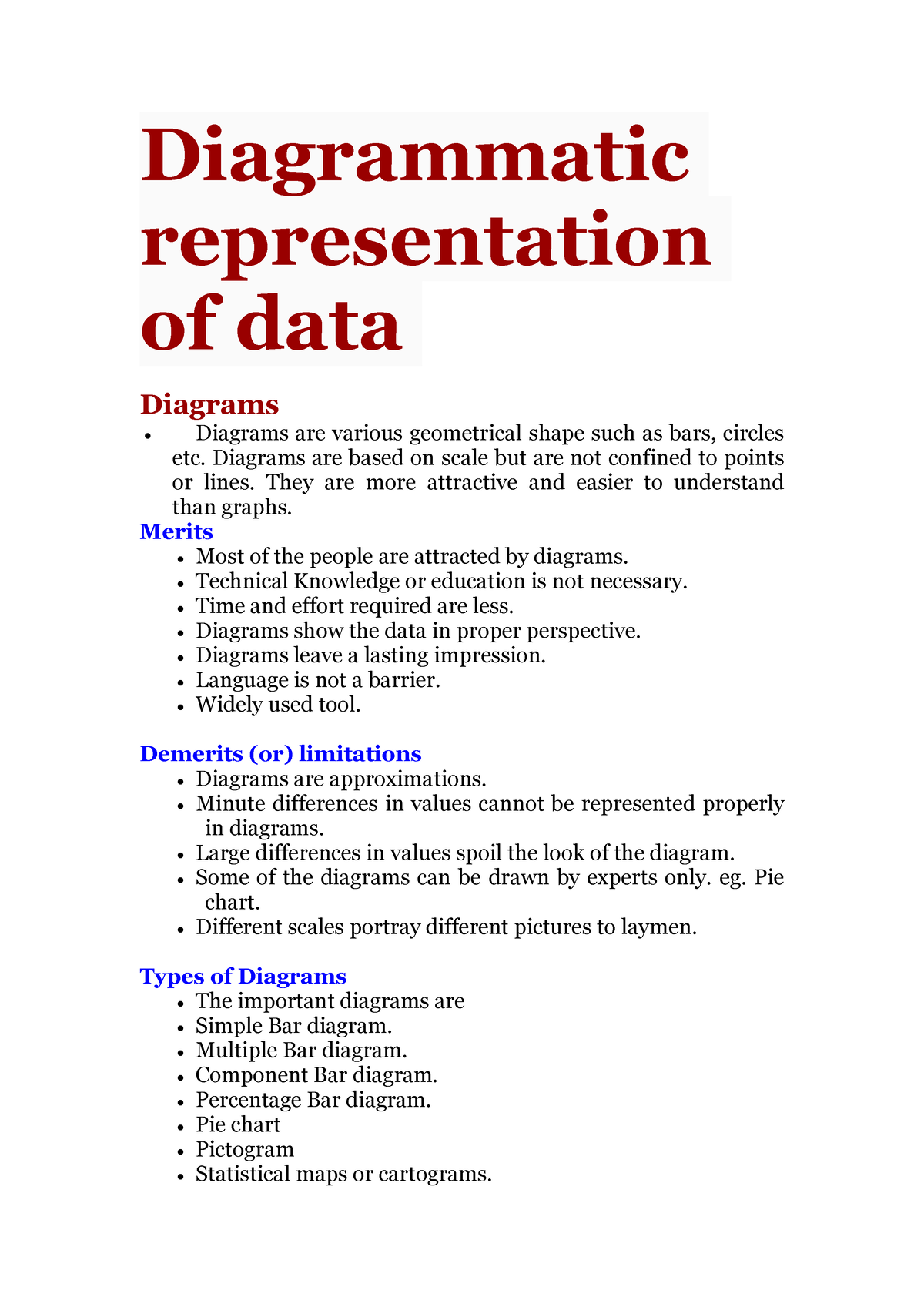 importance of diagrammatic representation of data