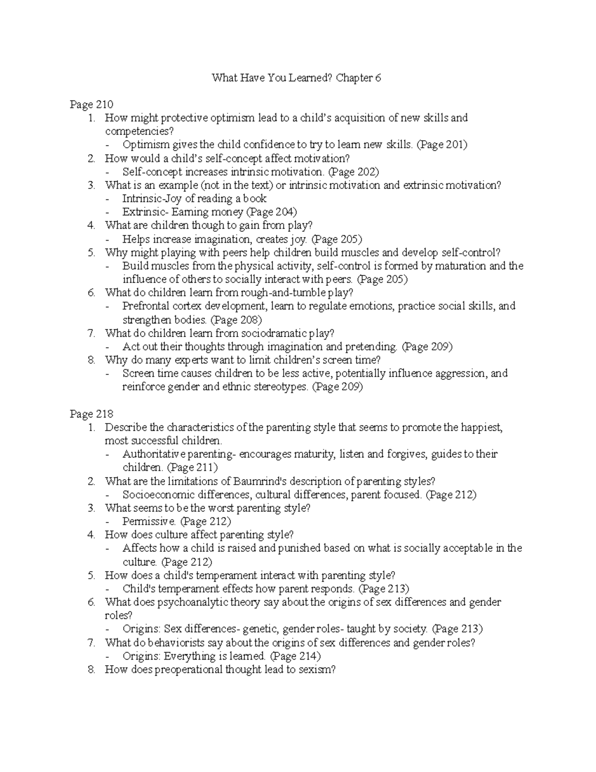 Lifespan Developmental Psychology Questions Chapter 6 - What Have You ...