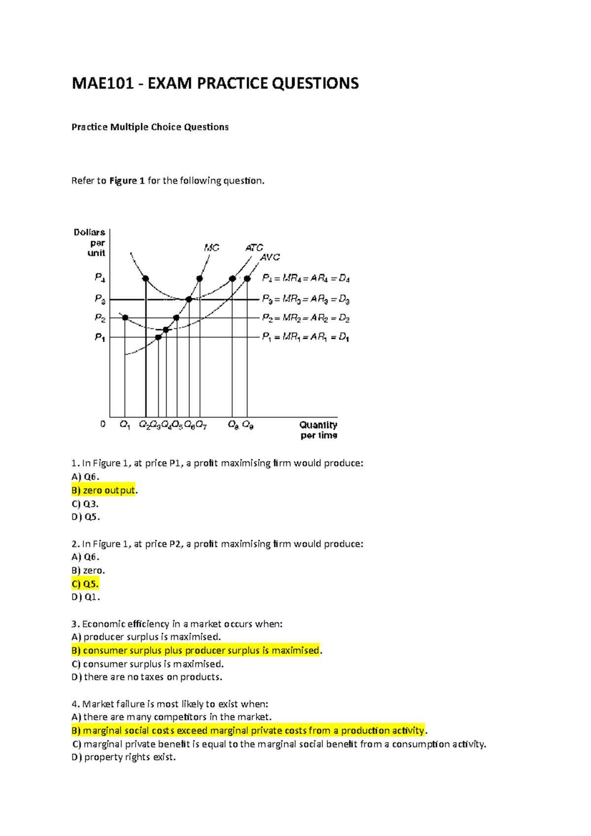 MAE101 EXAM Practice Questions T3 2019 solutions - MAE101 - EXAM ...