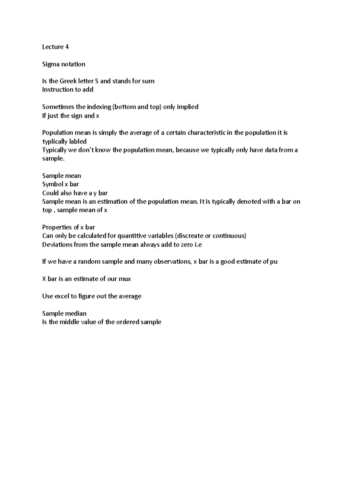 Lecture 4 QUAN102 - Notes - Lecture 4 Sigma notation Is the Greek ...
