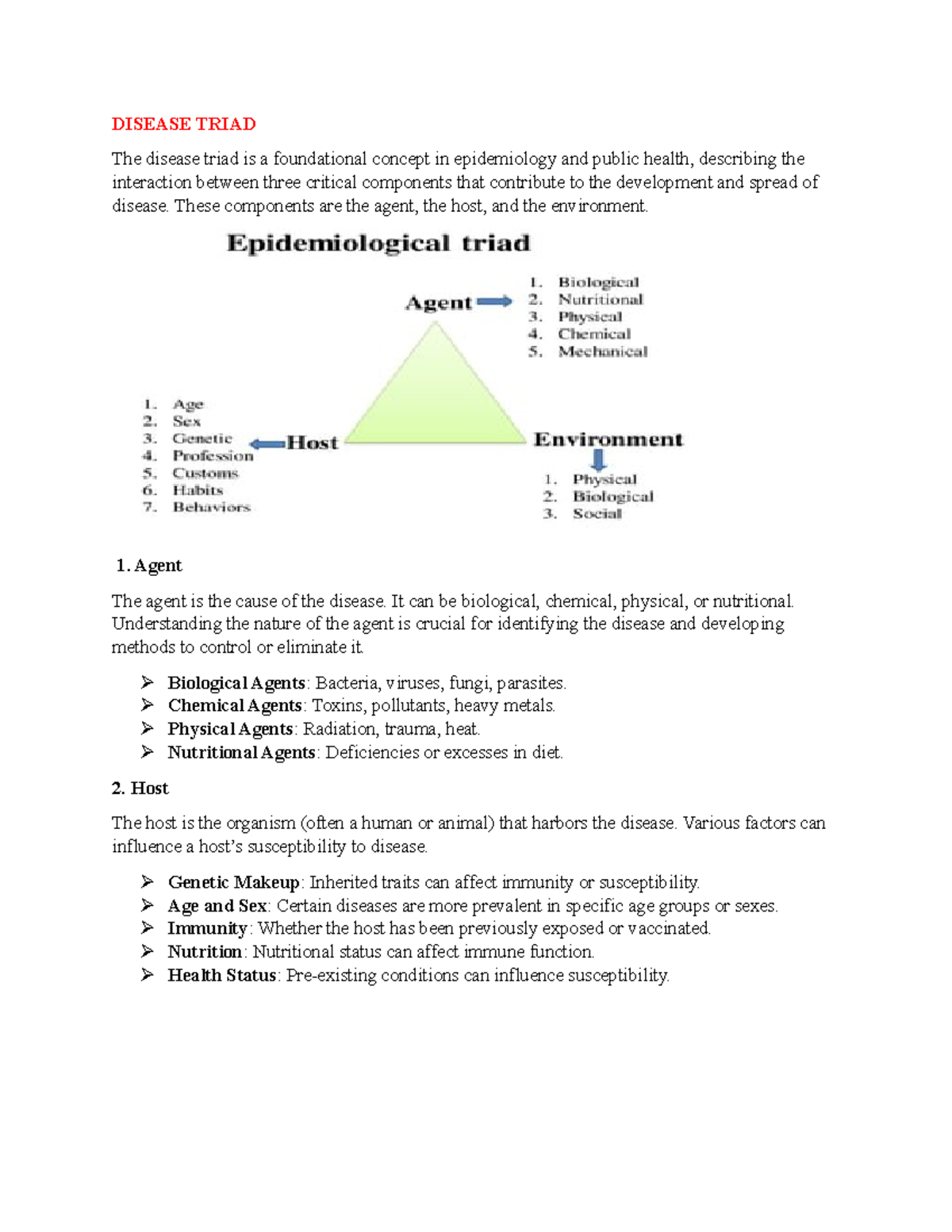 Disease Triad - DISEASE TRIAD The disease triad is a foundational ...