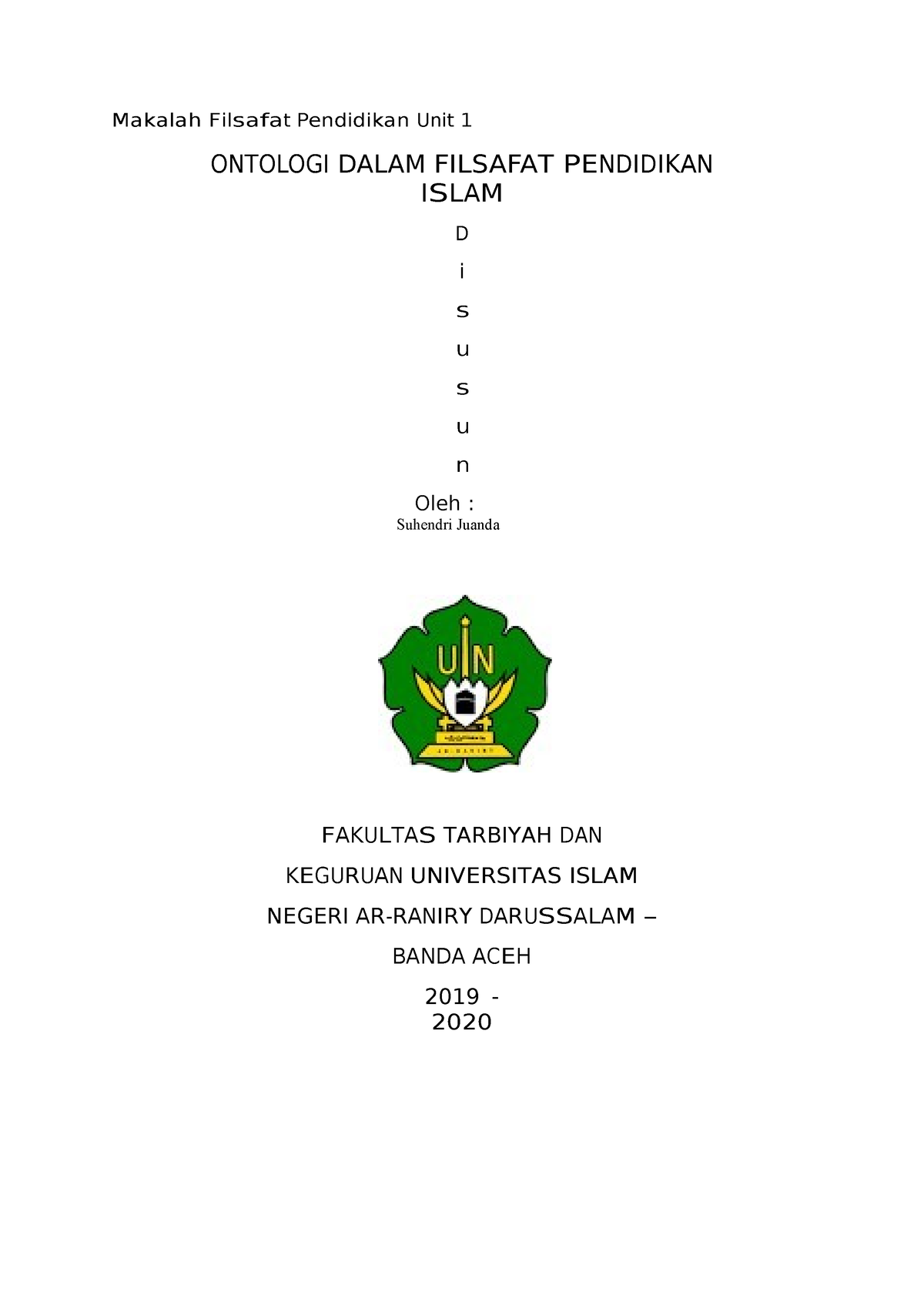 Ontologi Dalam Filsafat Pendidikan Islam - Makalah F Il S Af At ...