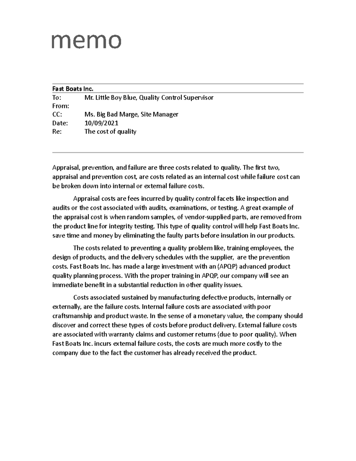 Performance Assessment: Business Management Tasks - AVM1 task 1 - QHT1 ...