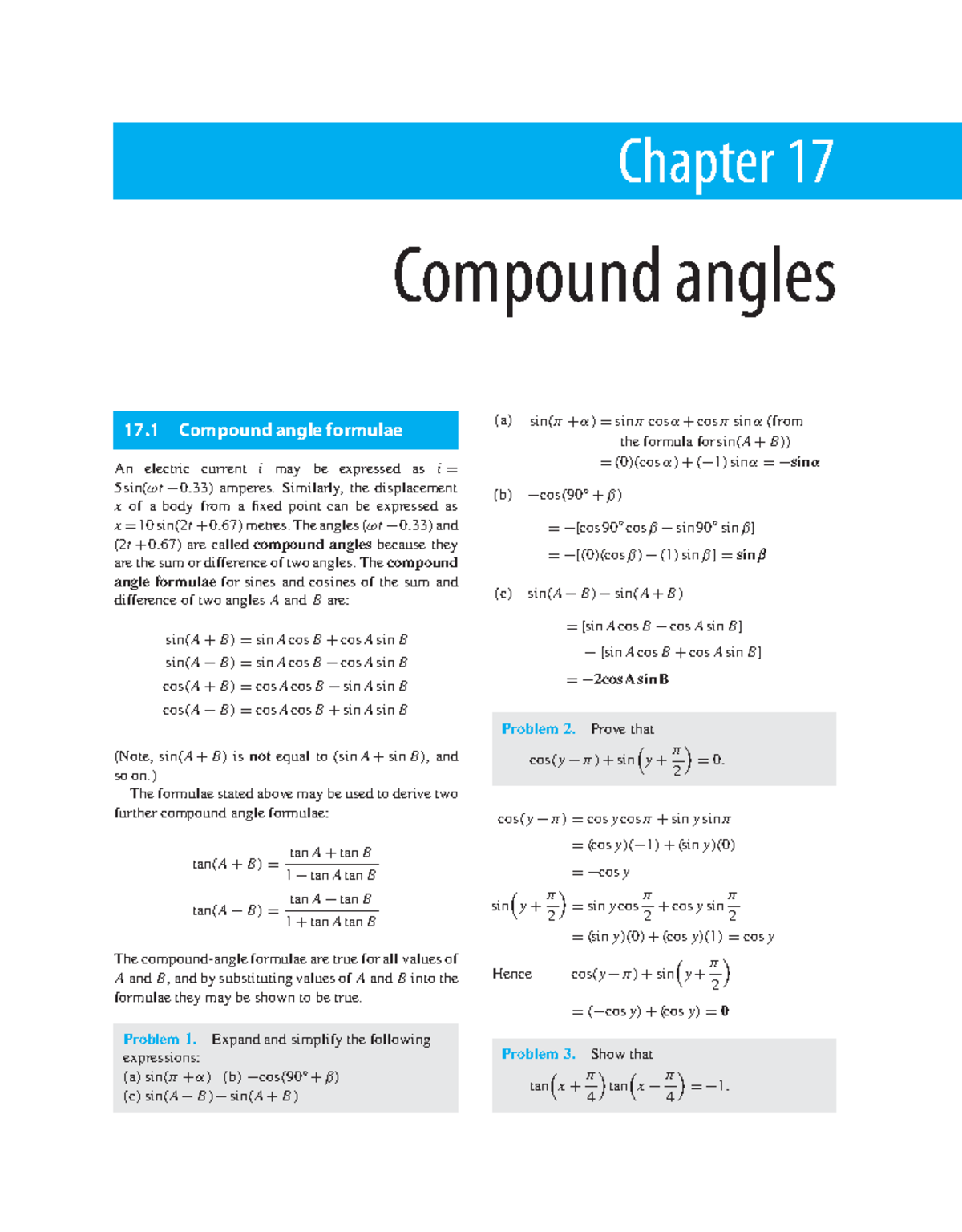 Compound angles mathematics (PDF) - Chapter 17 Compound angles 17 ...