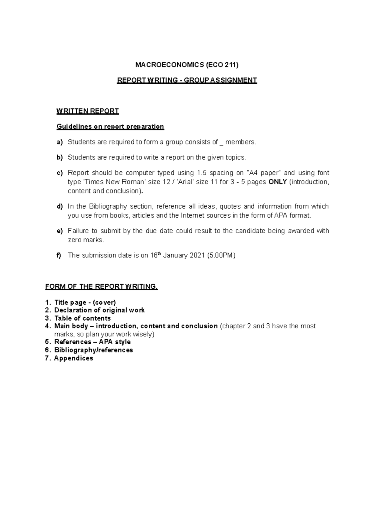 Guideline for report writing-converted - MACROECONOMICS (ECO 211 ...