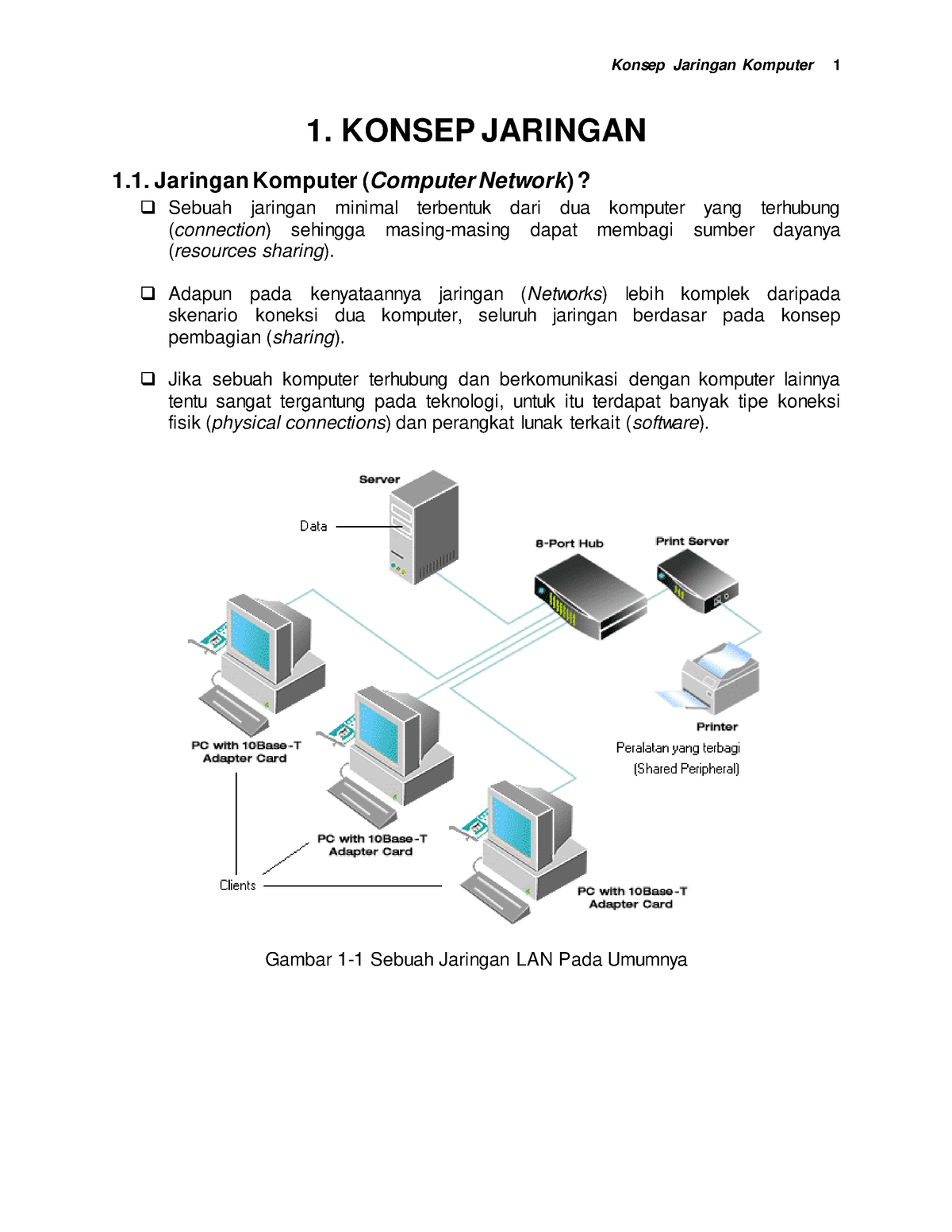 Konsep Jaringan Konsep Jaringan Jaringan Komputer Computer Network Sebuah