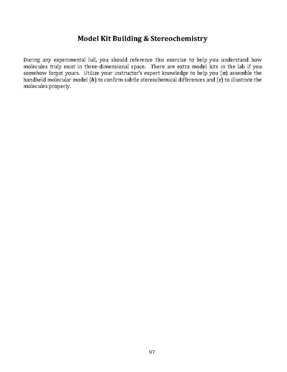 Model Kit Building Conformational Analysis & Stereochemistry