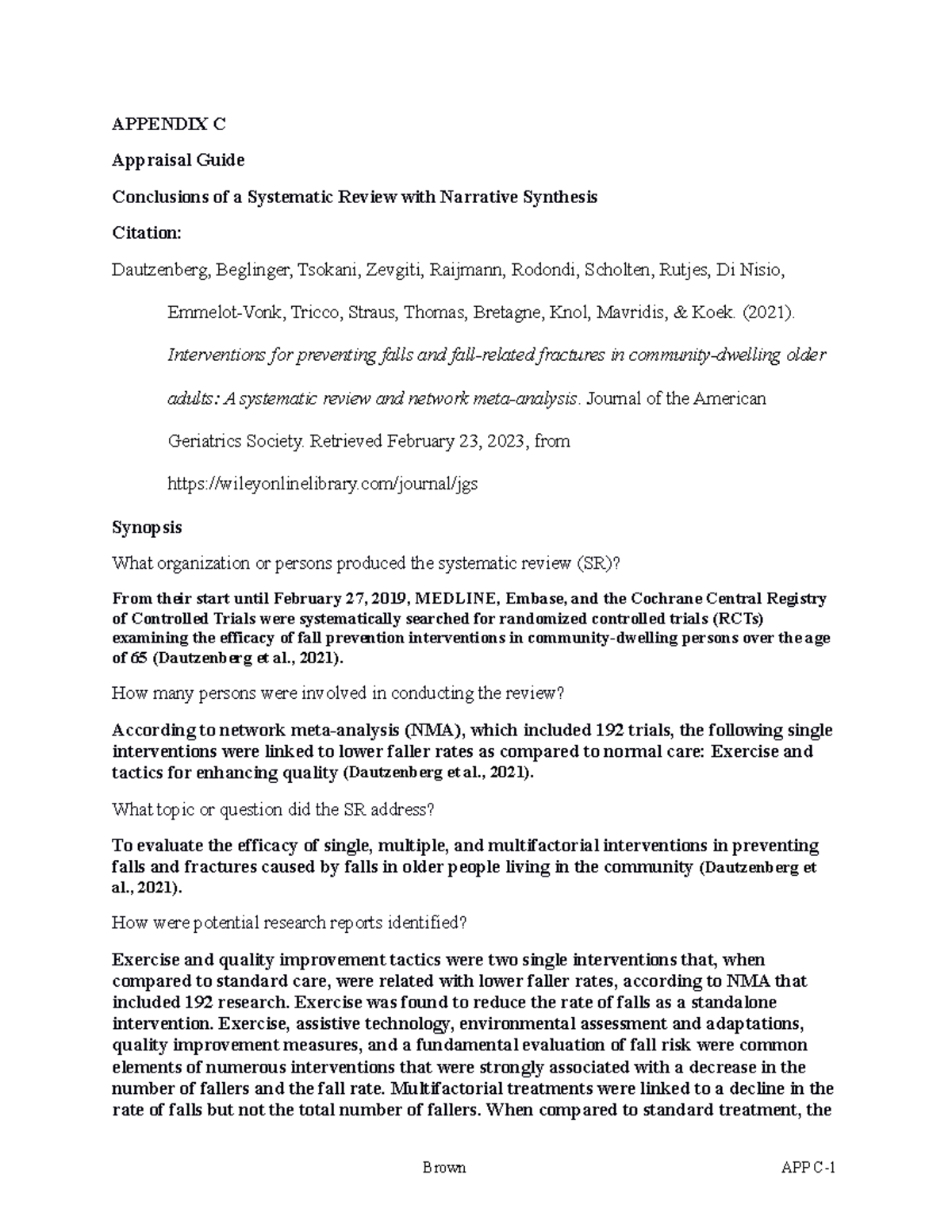 Systematic Review-1 - (2021). Interventions for preventing falls and ...