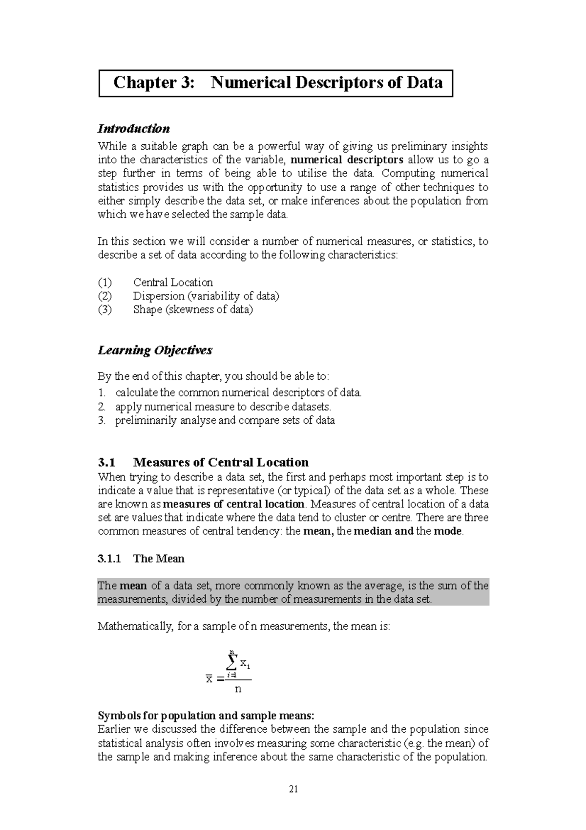 Ch 3 Numerical Descriptors - Computing numerical statistics provides us ...