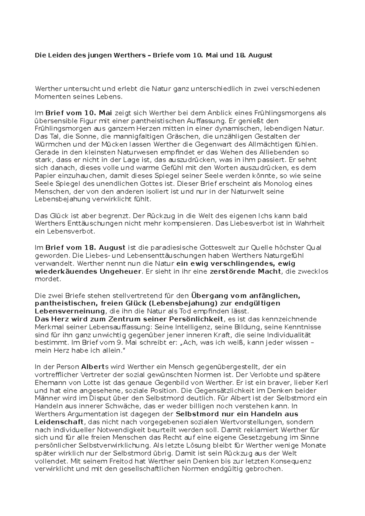 Die Leiden Des Jungen Werthers Analyse Analysis of Die Leiden des jungen Werthers with the most important