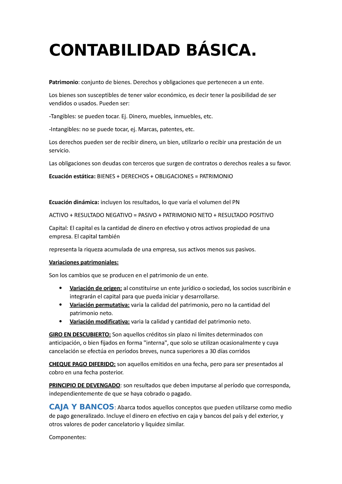 Contabilidad BÁSICA - Resumen 1 Parcial - CONTABILIDAD BÁSICA ...