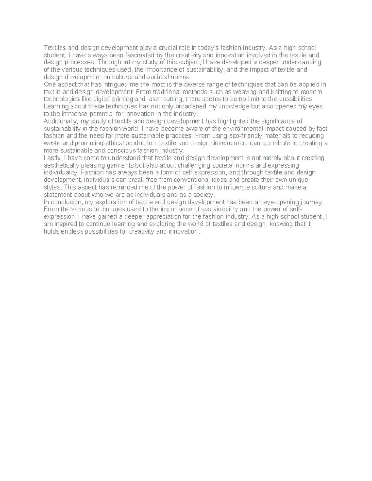 Textiles and design development play a crucial role in today - As a ...