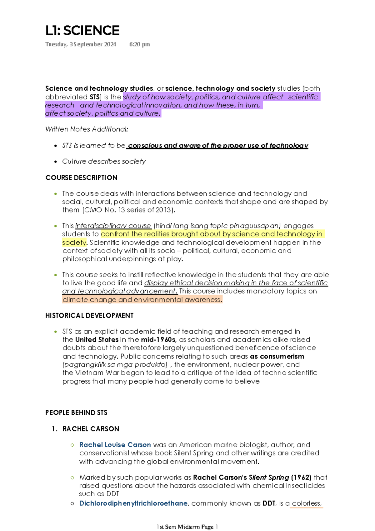 STS 101 - sfsdfsf - Science and technology studies, or science ...
