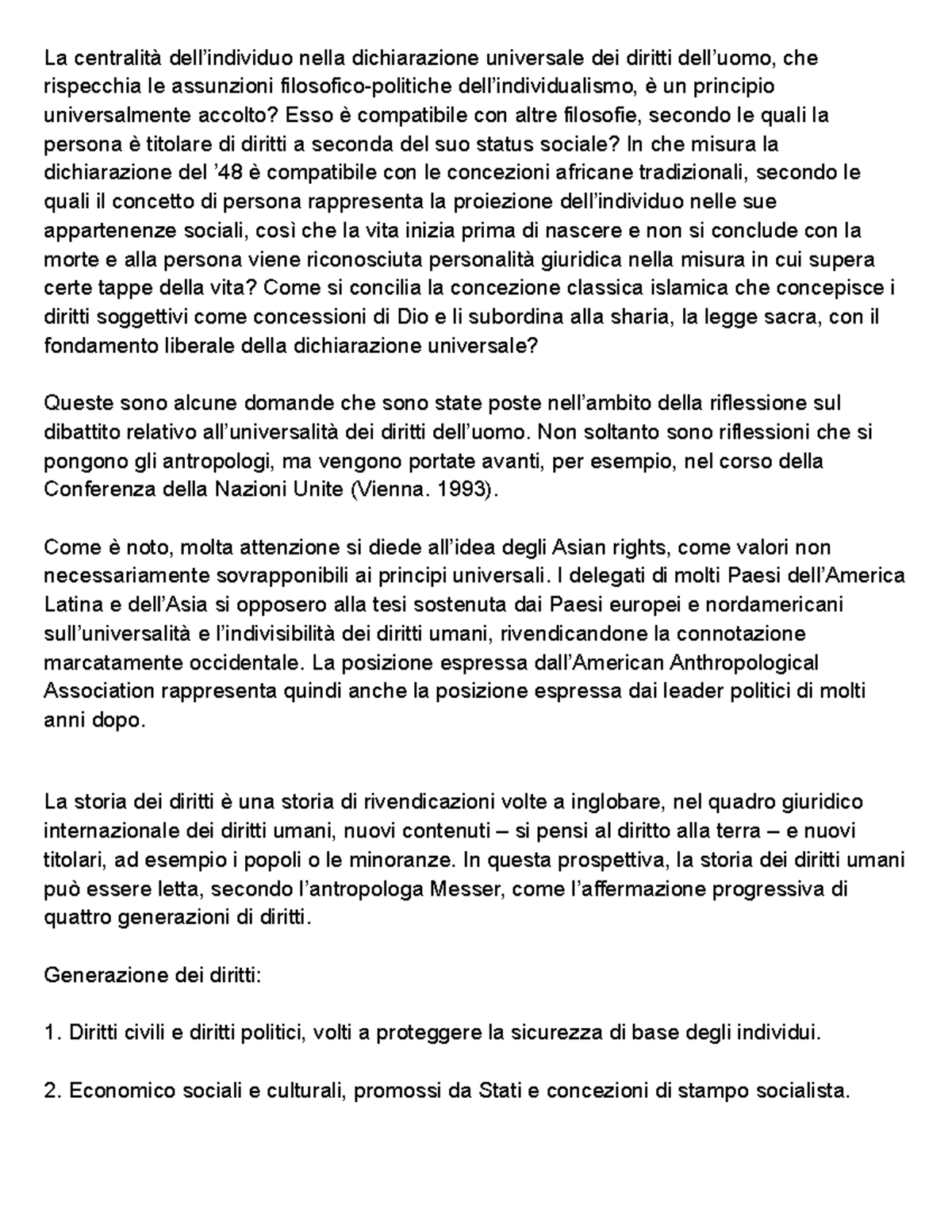 Riflessione sui diritti - La centralità dell’individuo nella ...