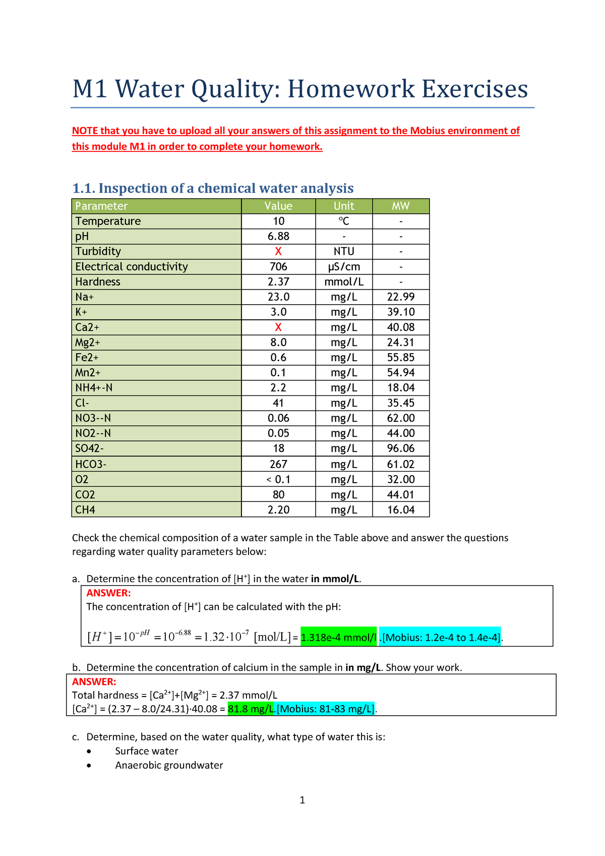 M1 Water Quality Homework With Answers 2020 Warning Tt Undefined Function 32 Warning Tt 4186