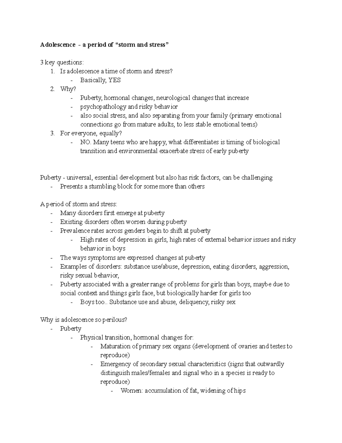 Adolescence - Is adolescence a time of storm and stress? - Basically ...