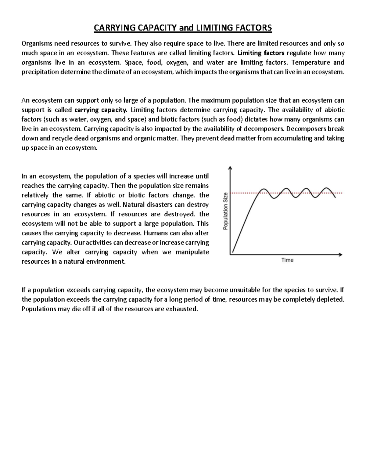 Carrying Capacity and Limiting Factors assignment - CARRYING CAPACITY ...