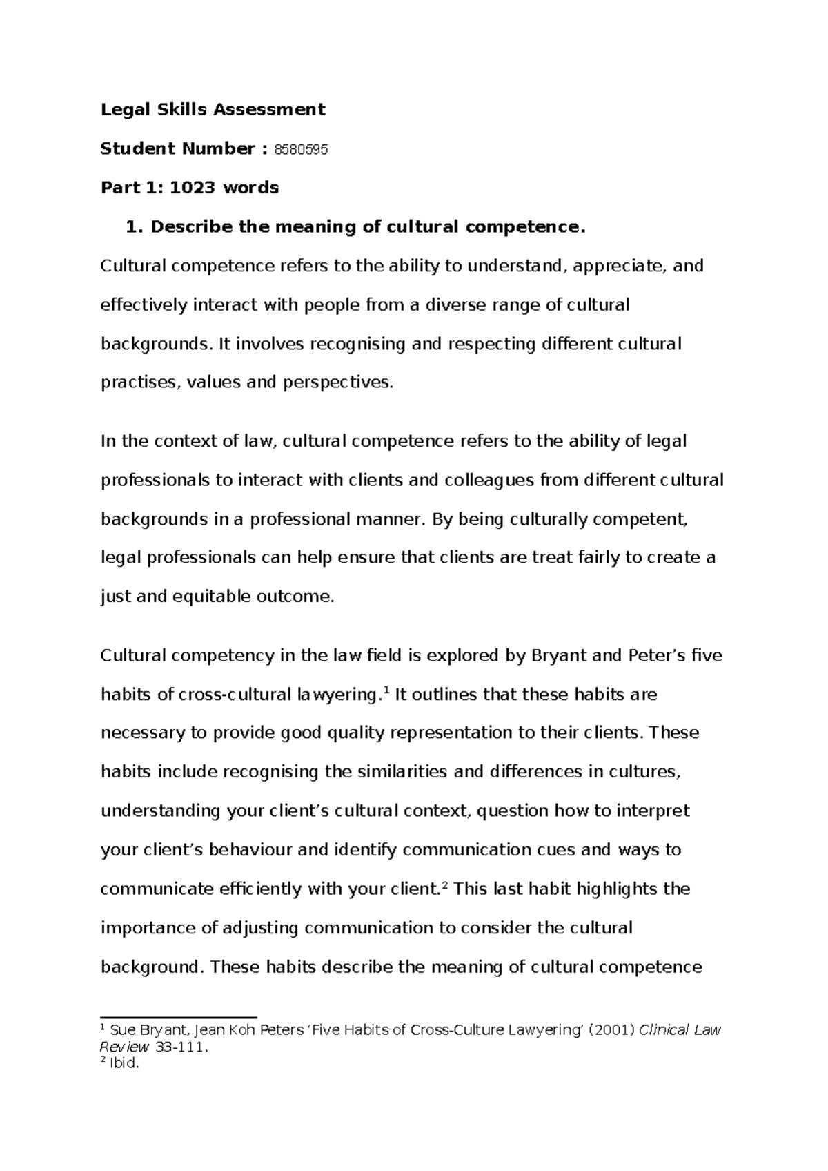 Legal Skills Assignment - Legal Skills Assessment Student Number ...