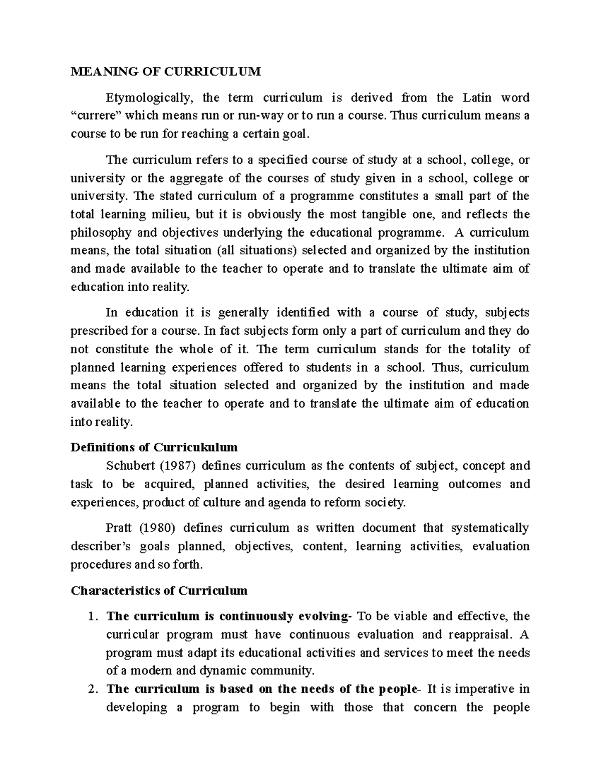 Curriculum and Syllabus - MEANING OF CURRICULUM Etymologically, the ...