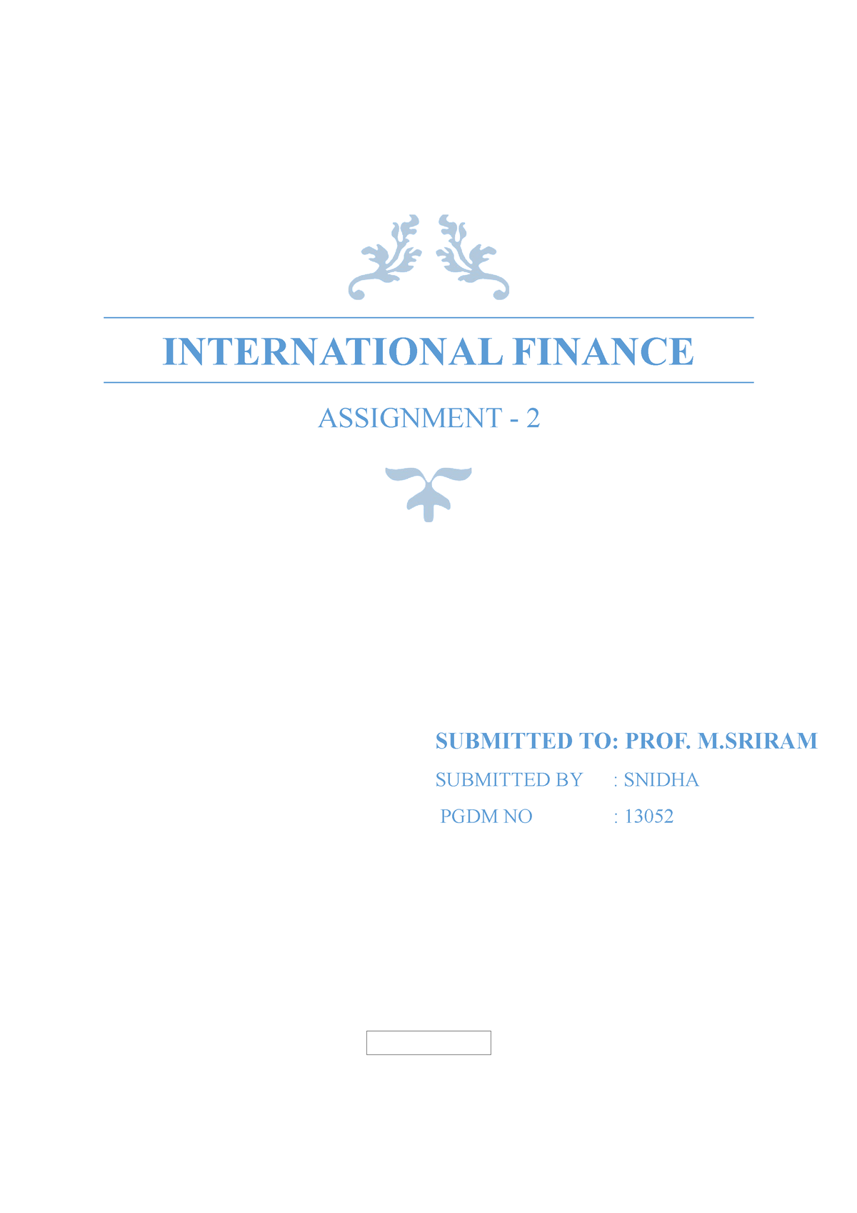 international finance assignment topics