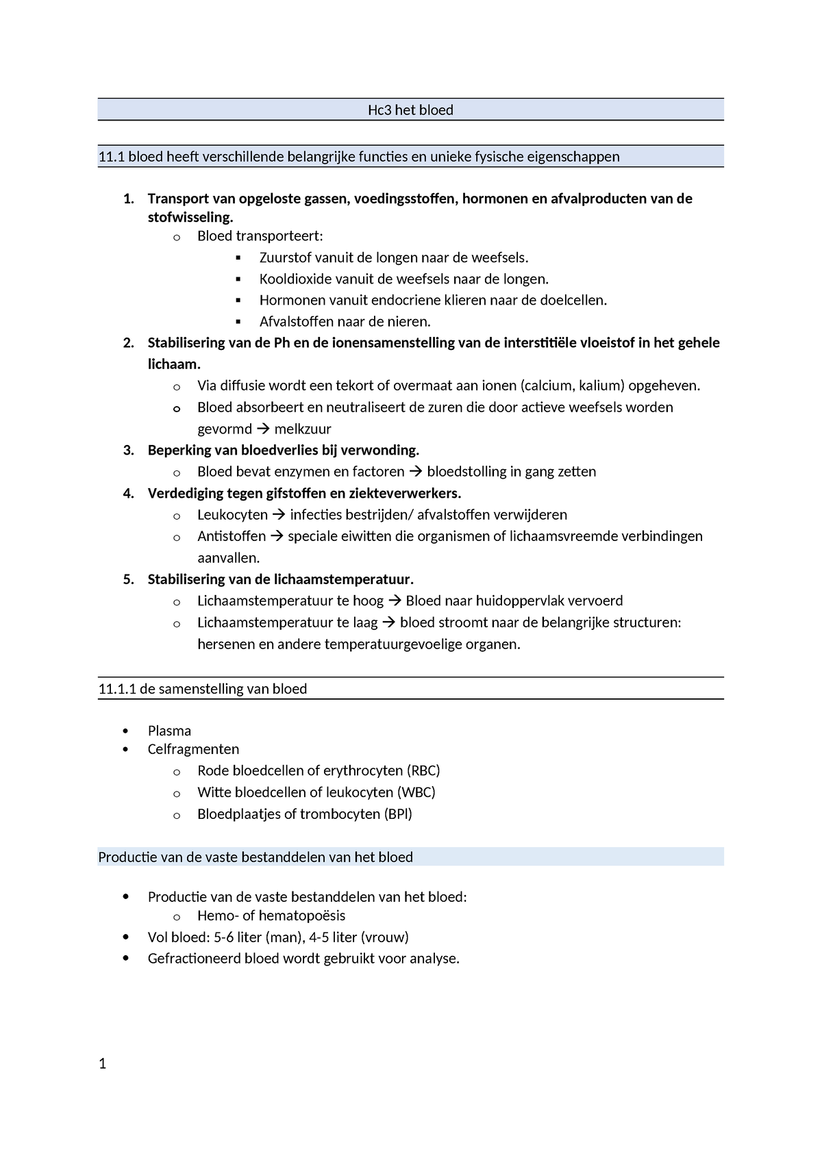 HC3 Het Bloed Samenvatting - Hc3 Het Bloed 11 Bloed Heeft Verschillende ...