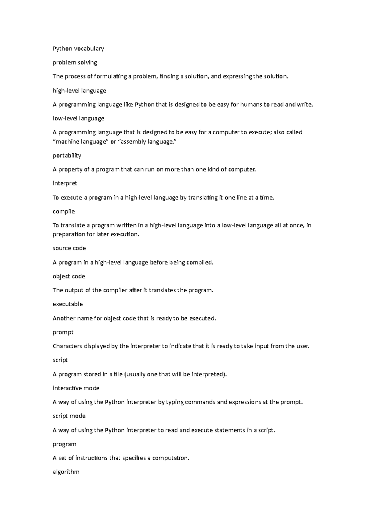 Python vocabulary- webpage - Python vocabulary problem solving The ...