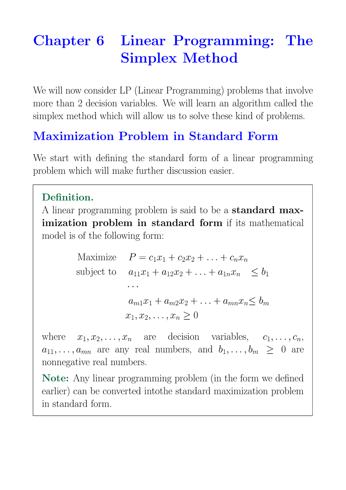 Ch06 1-2 Simplex Method - Chapter 6 Linear Programming: The Simplex ...