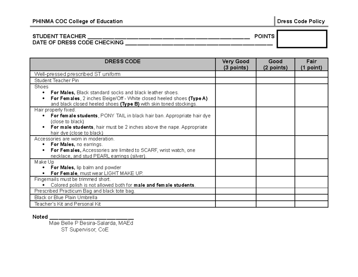 06-dress-code-policy-checklist-phinma-coc-college-of-education-dress