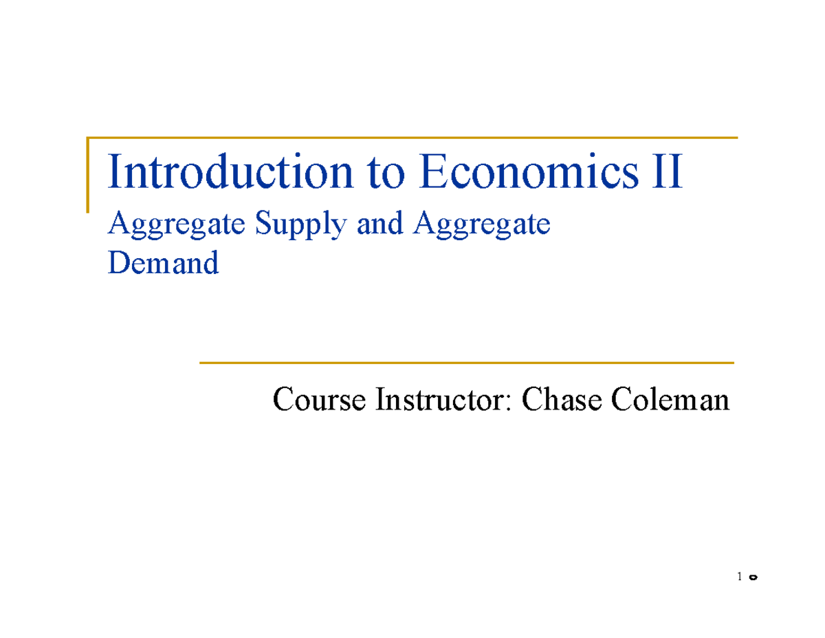 ECO202 Notes Ch 13 - Introduction To Economics II Aggregate Supply And ...