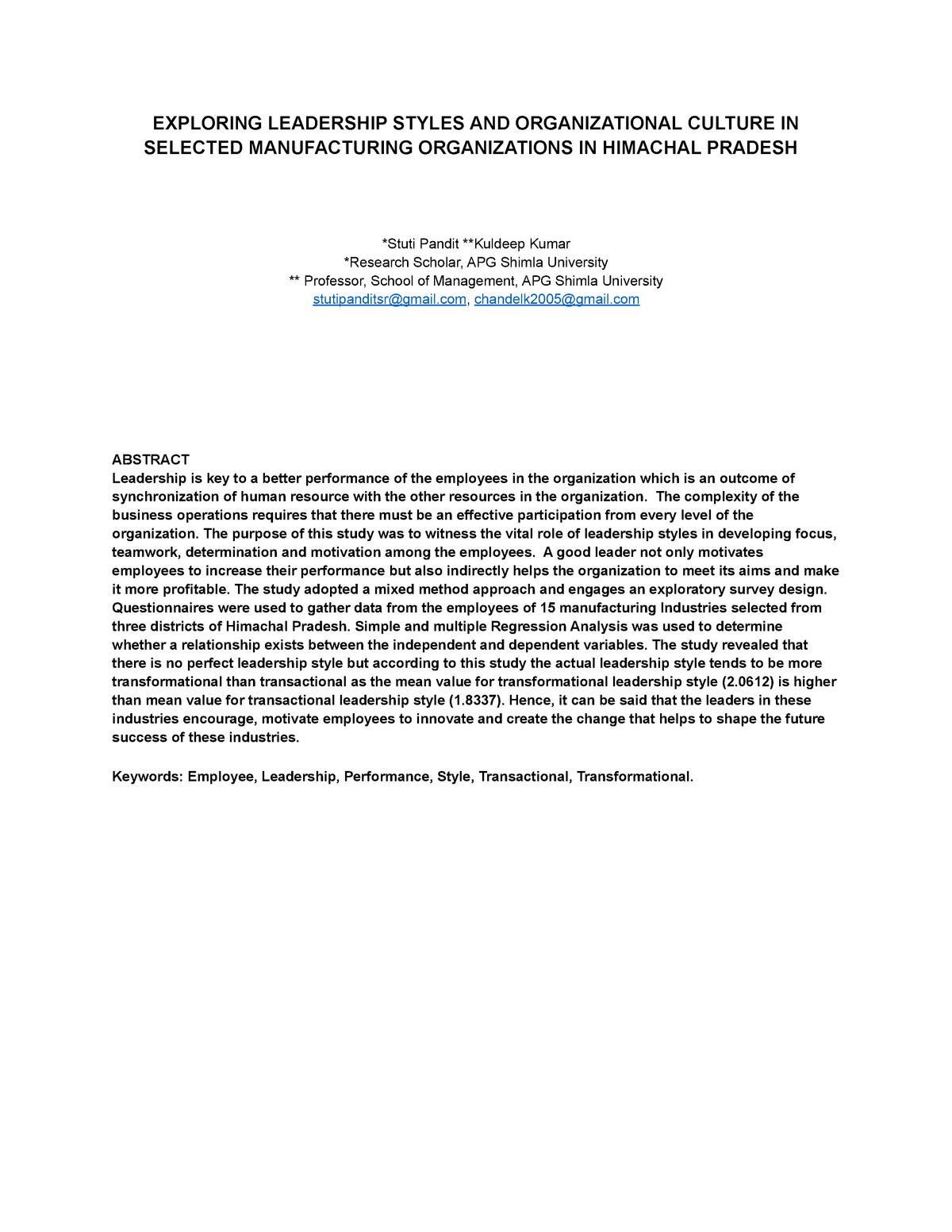 organizational culture research paper