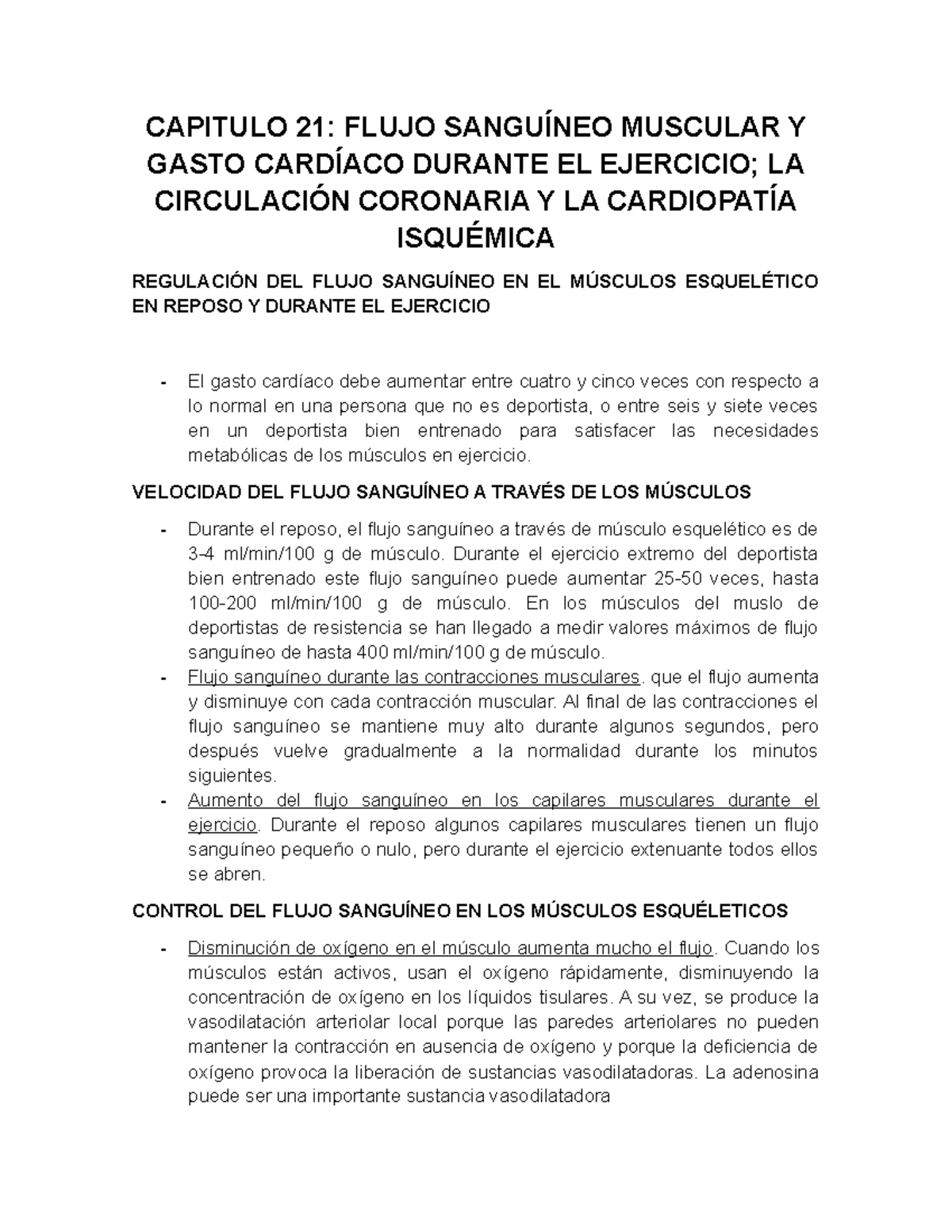 Capitulo 21 Fisiologia Guyton CAPITULO 21 FLUJO MUSCULAR GASTO DURANTE