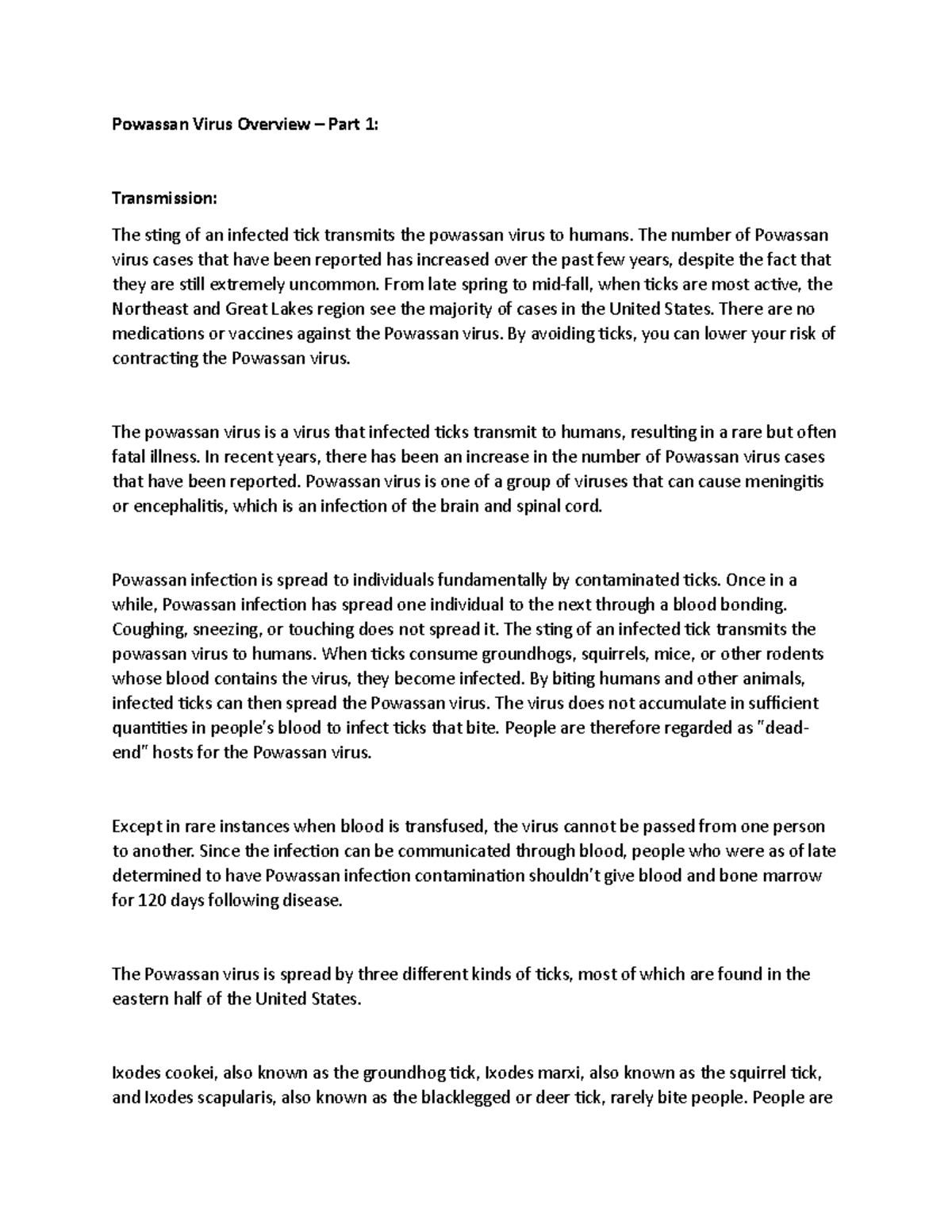Powassan virus overview part 1 Powassan Virus Overview Part 1