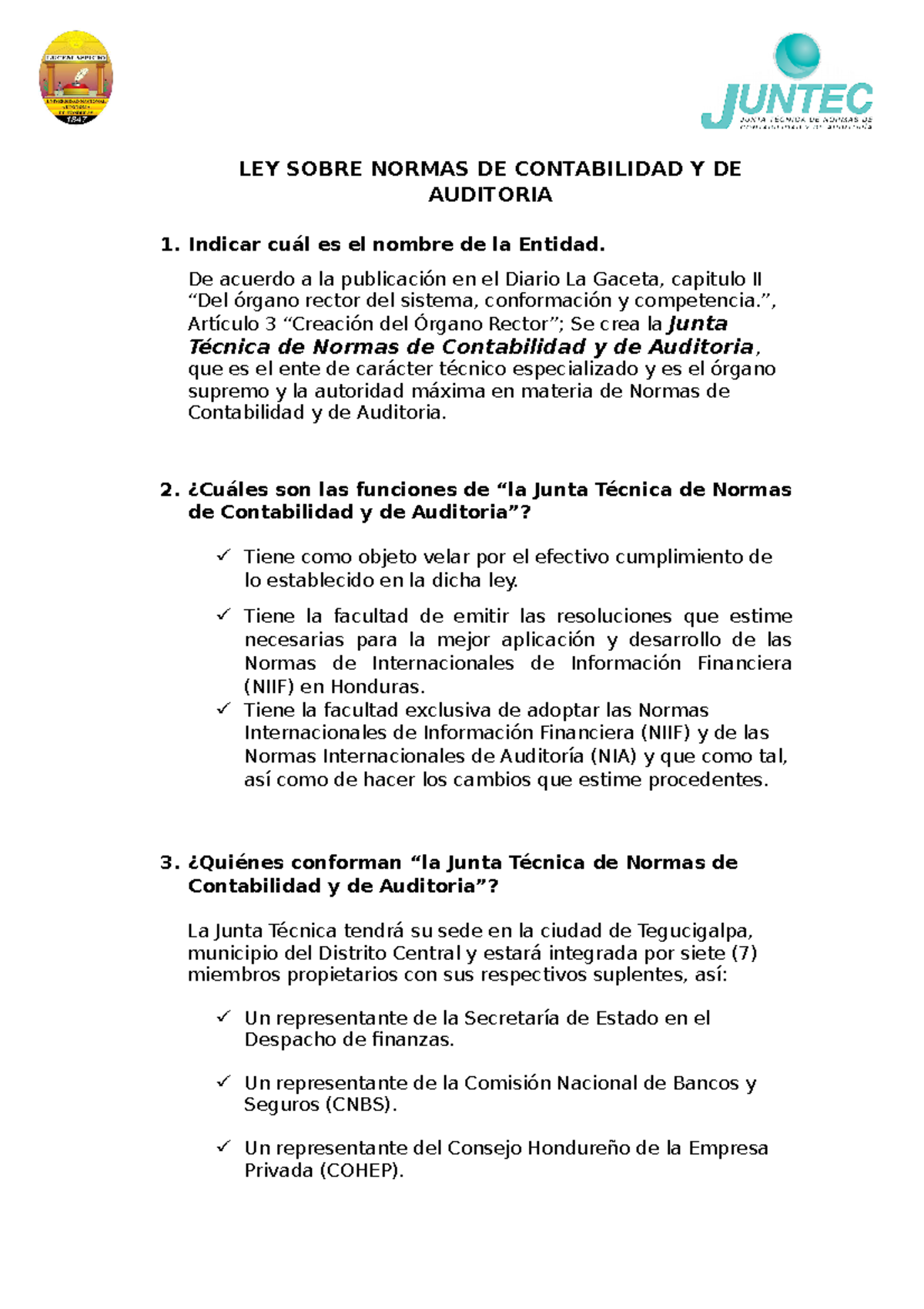 LEY Sobre Normas DE Contabilidad Y DE Auditoria Tarea - LEY SOBRE ...