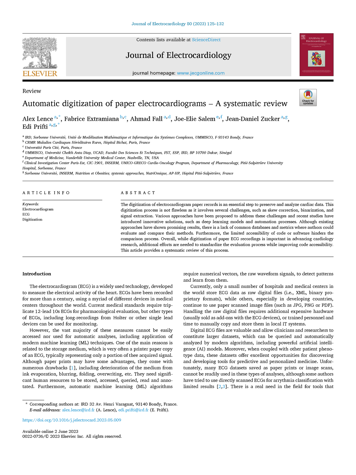 Automatic digitization of paper electrocardiograms – A systematic ...