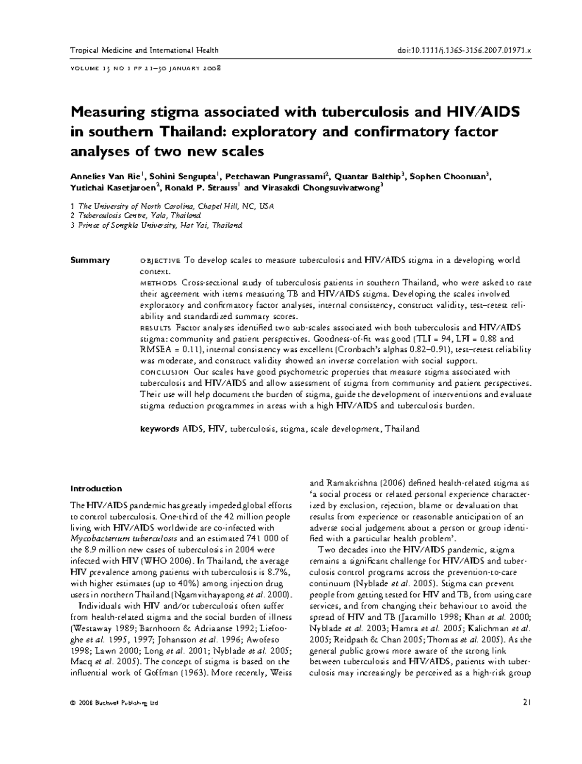 materi kesehatan - Measuring stigma associated with tuberculosis and ...