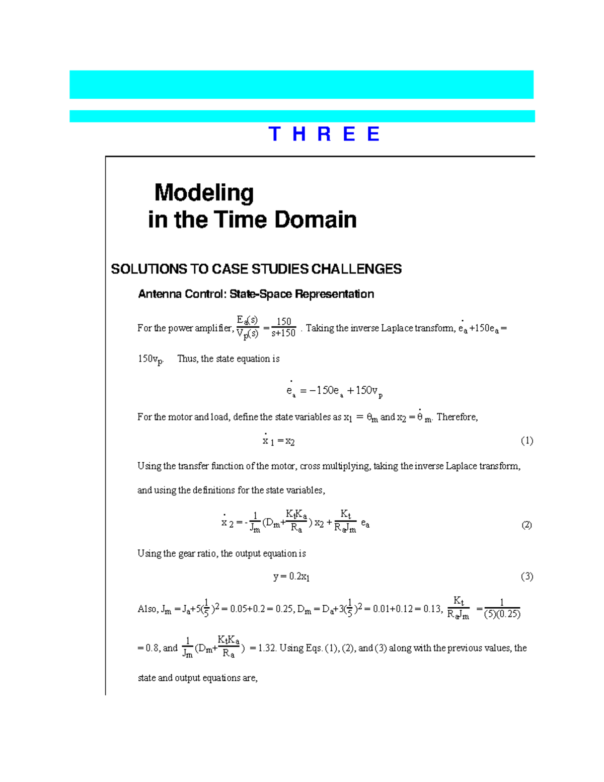 Ch03 - ch03 - T H R E E Modeling in the Time Domain SOLUTIONS TO CASE ...