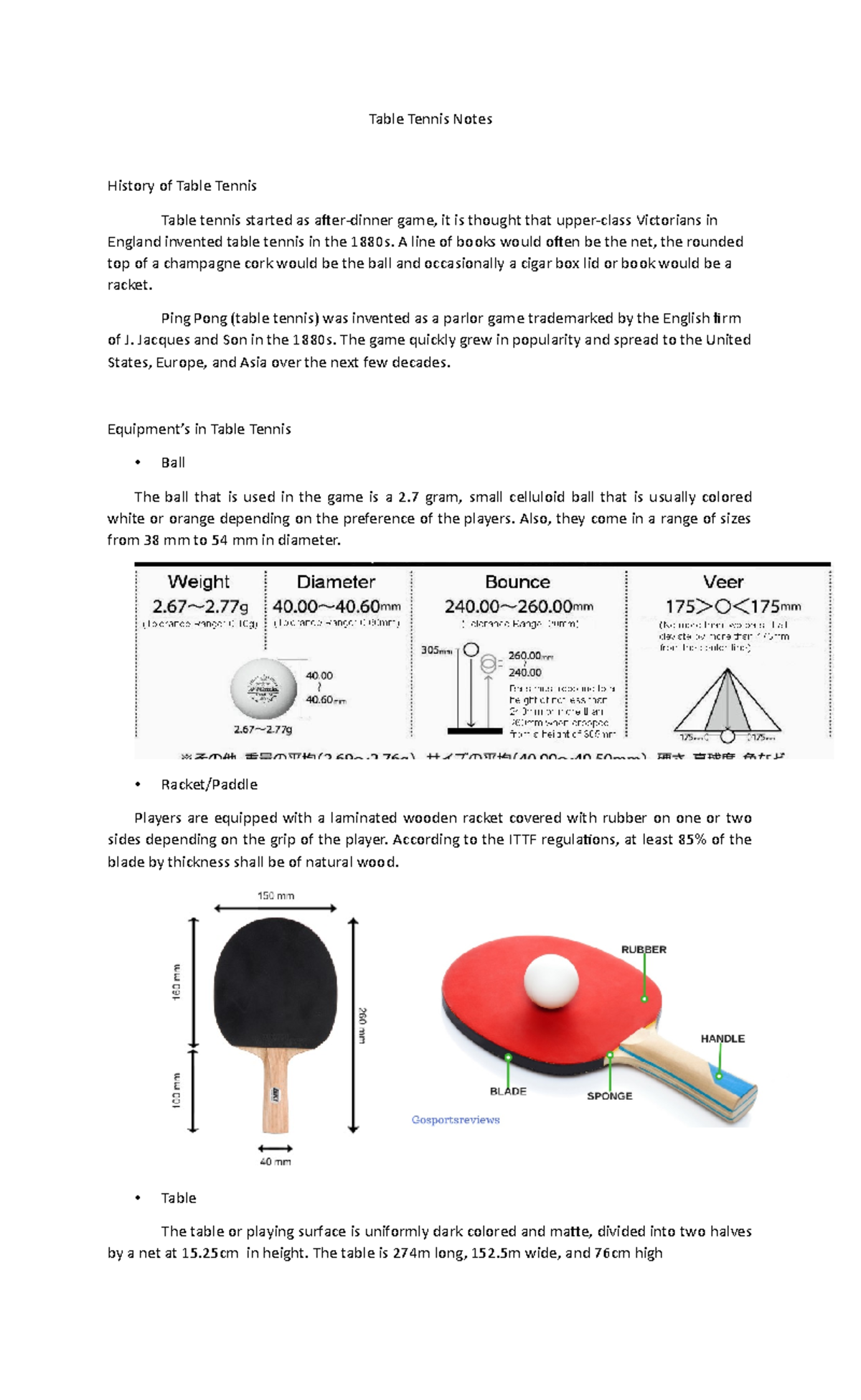TableTennisNotes Apuntes 110 Table Tennis Notes History of Table