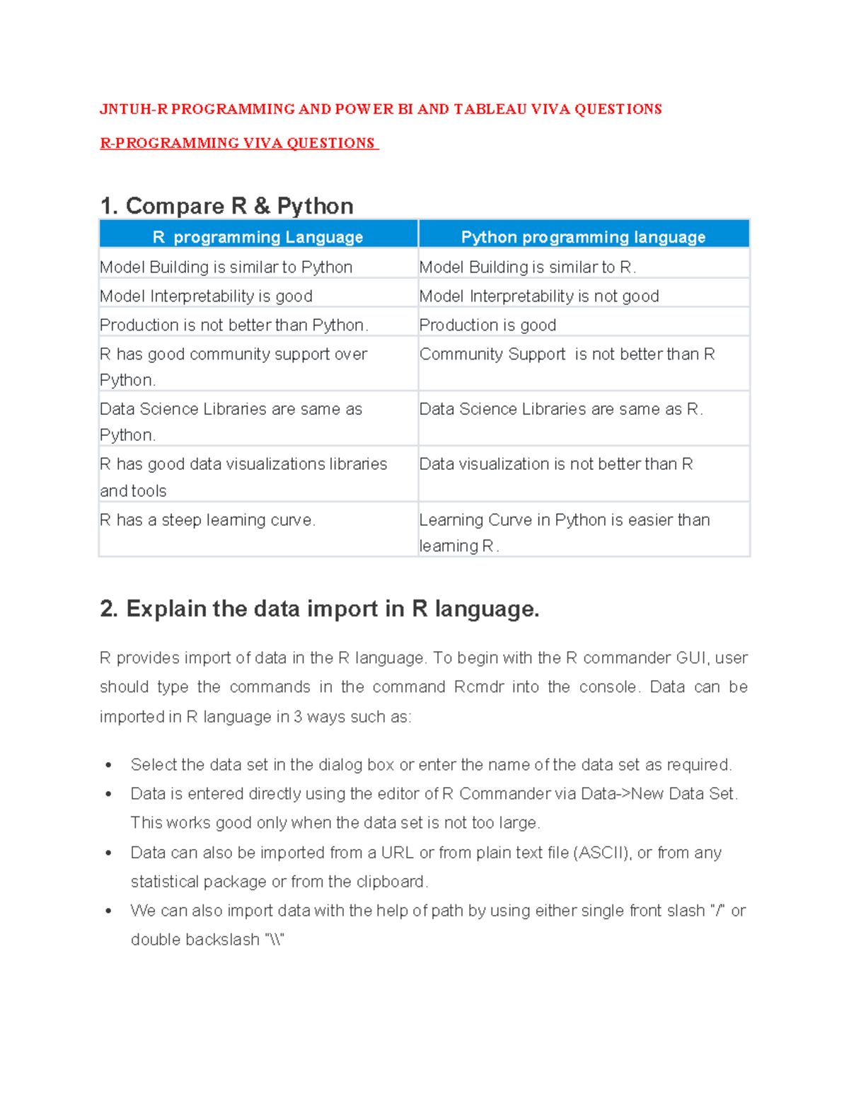 R Programming VIVA Questions - JNTUH-R PROGRAMMING AND POWER BI AND ...