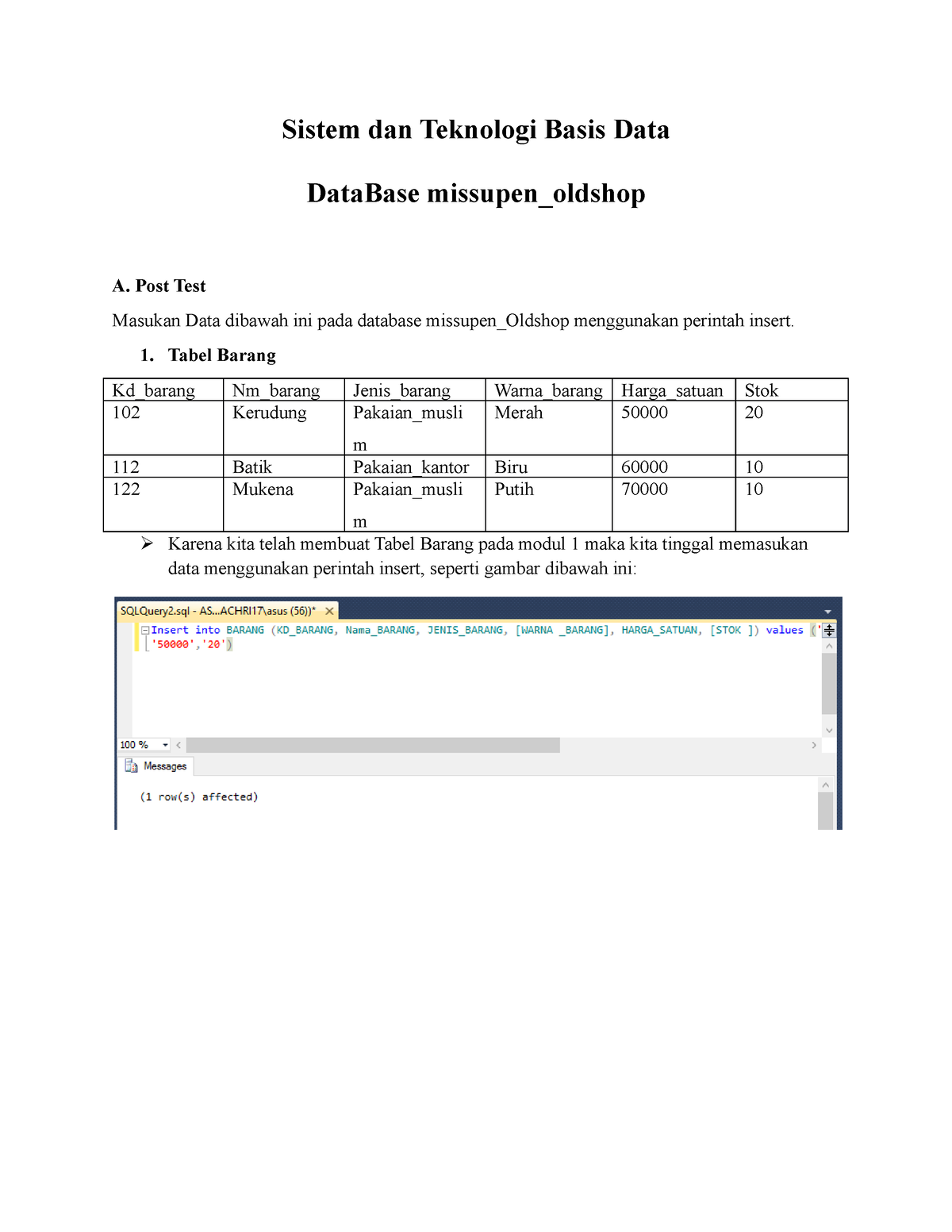 Praktikum Sistem Dan Teknologi Basis Data Data Base Missupen Oldshop ...