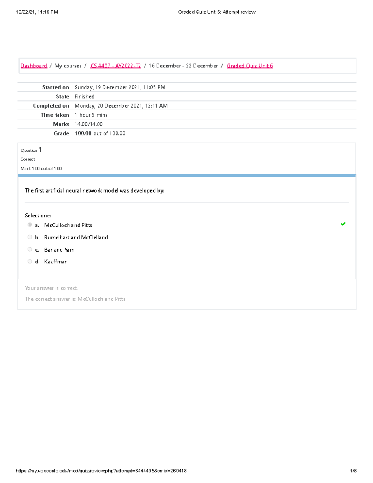 Graded Quiz Unit 6 CS 4407This Is All You Need To Get The Maximum Point ...