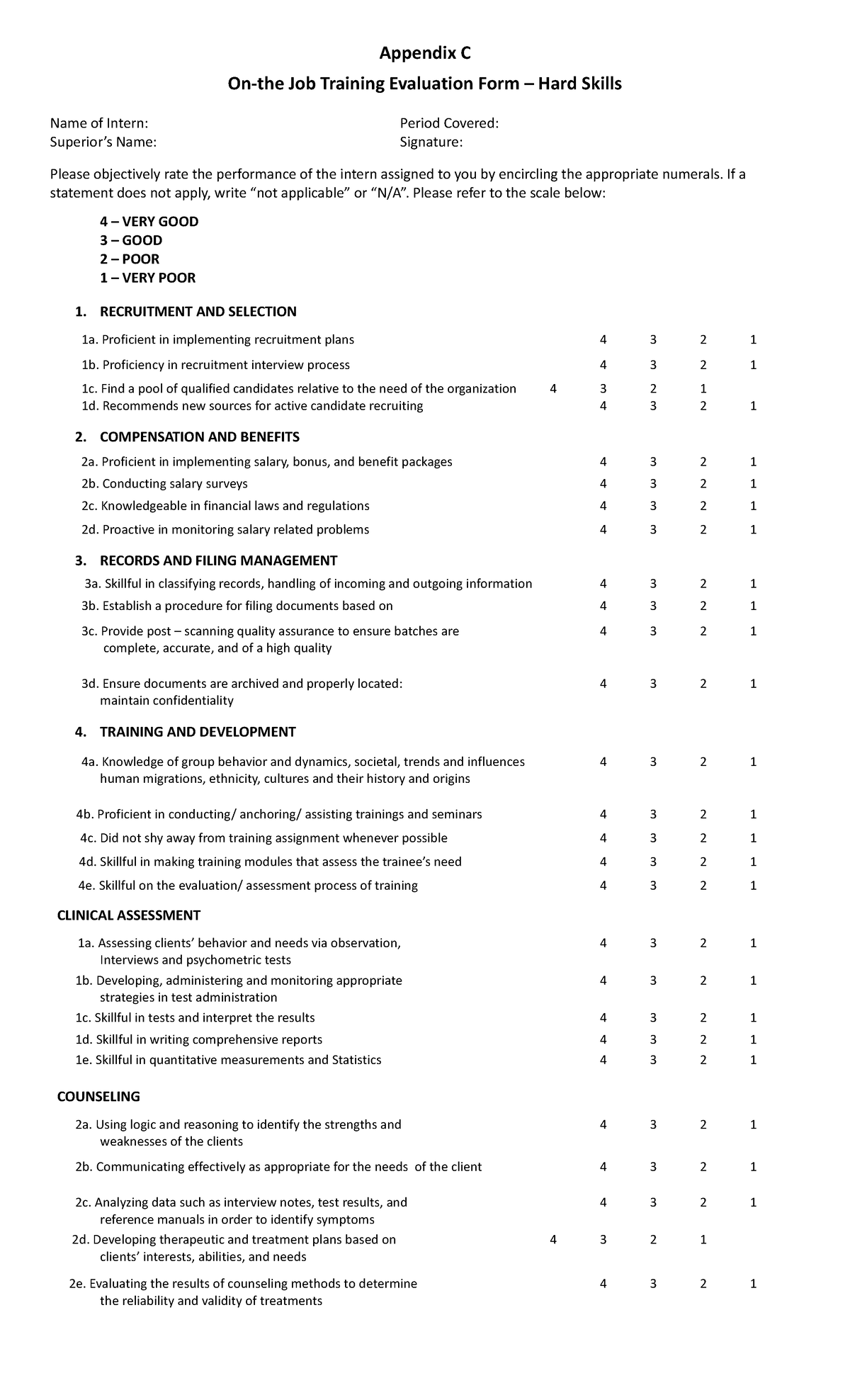 Evaluation appendix c 1 - Appendix C On-the Job Training Evaluation ...