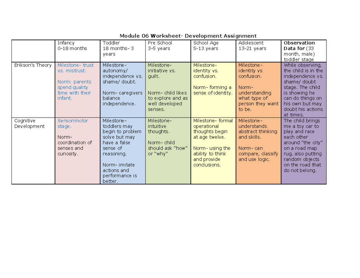 module 06 assignment child observation worksheet