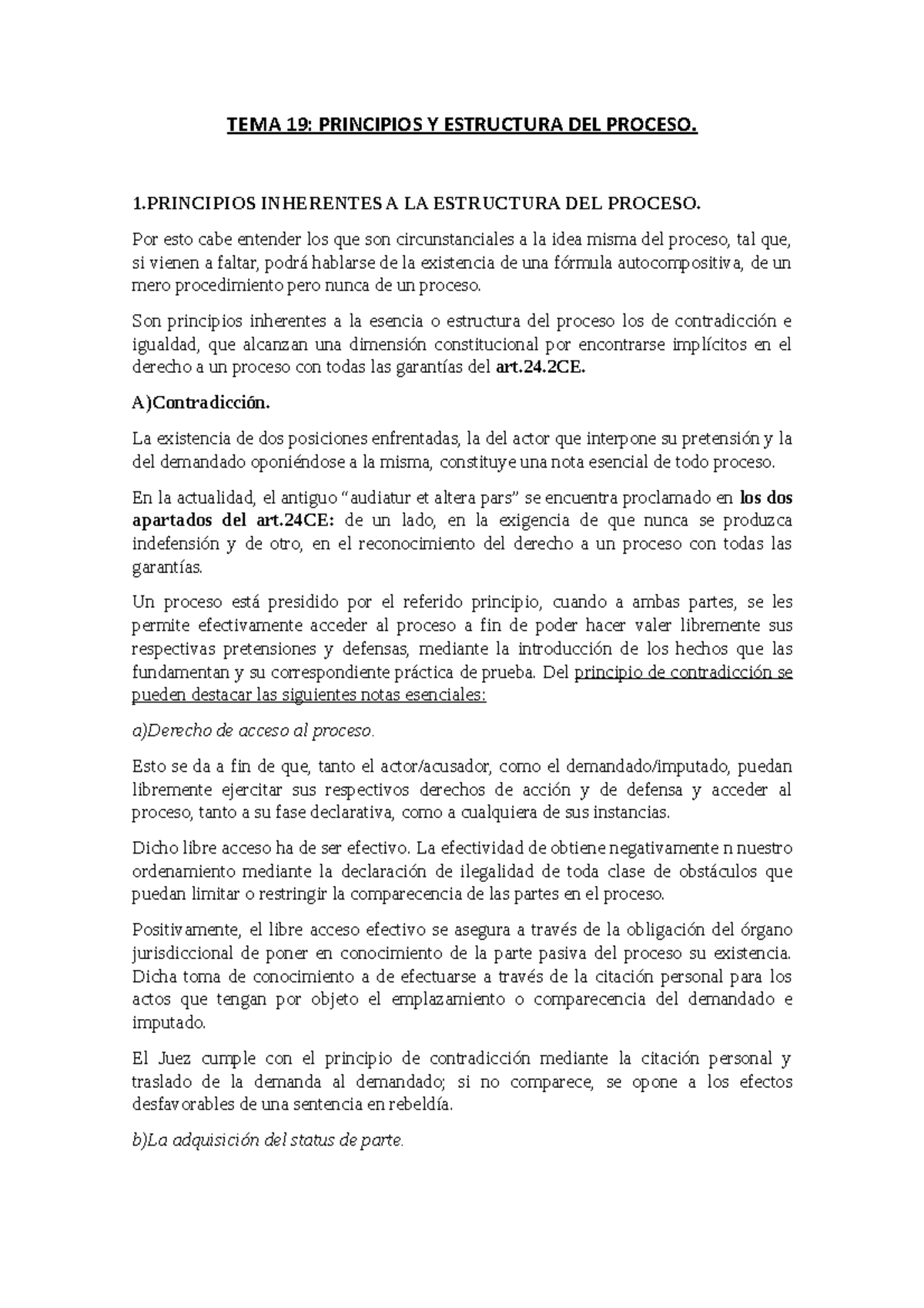 Tema 19 Resumen Tema 19 De Introducción Al Derecho Procesal Tema 19 Principios Y Estructura 6211