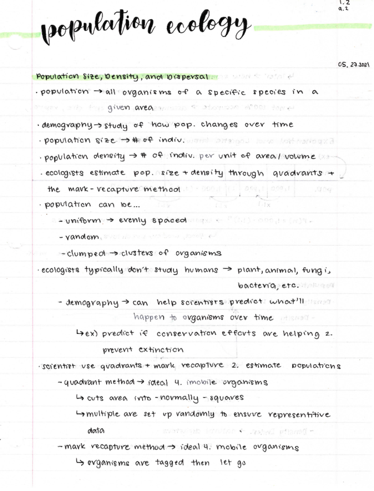 Population Ecology - Notes - Studocu